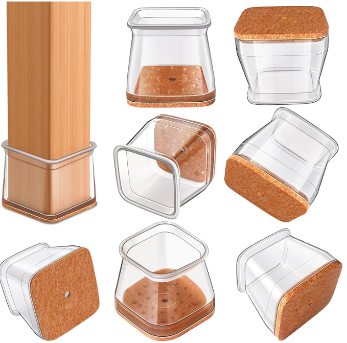 🛡️ 24Pcs Square Chair Leg Floor Protectors – Multi-Surface Protection