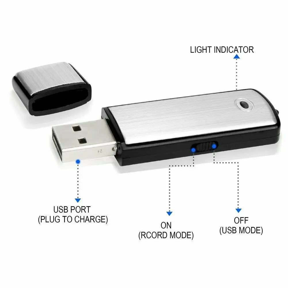 USB Flash Drive Voice Recorder 2-in-1 – Voice Activated, Smart Noise Reduction, Scheduled Recording, Auto File Save