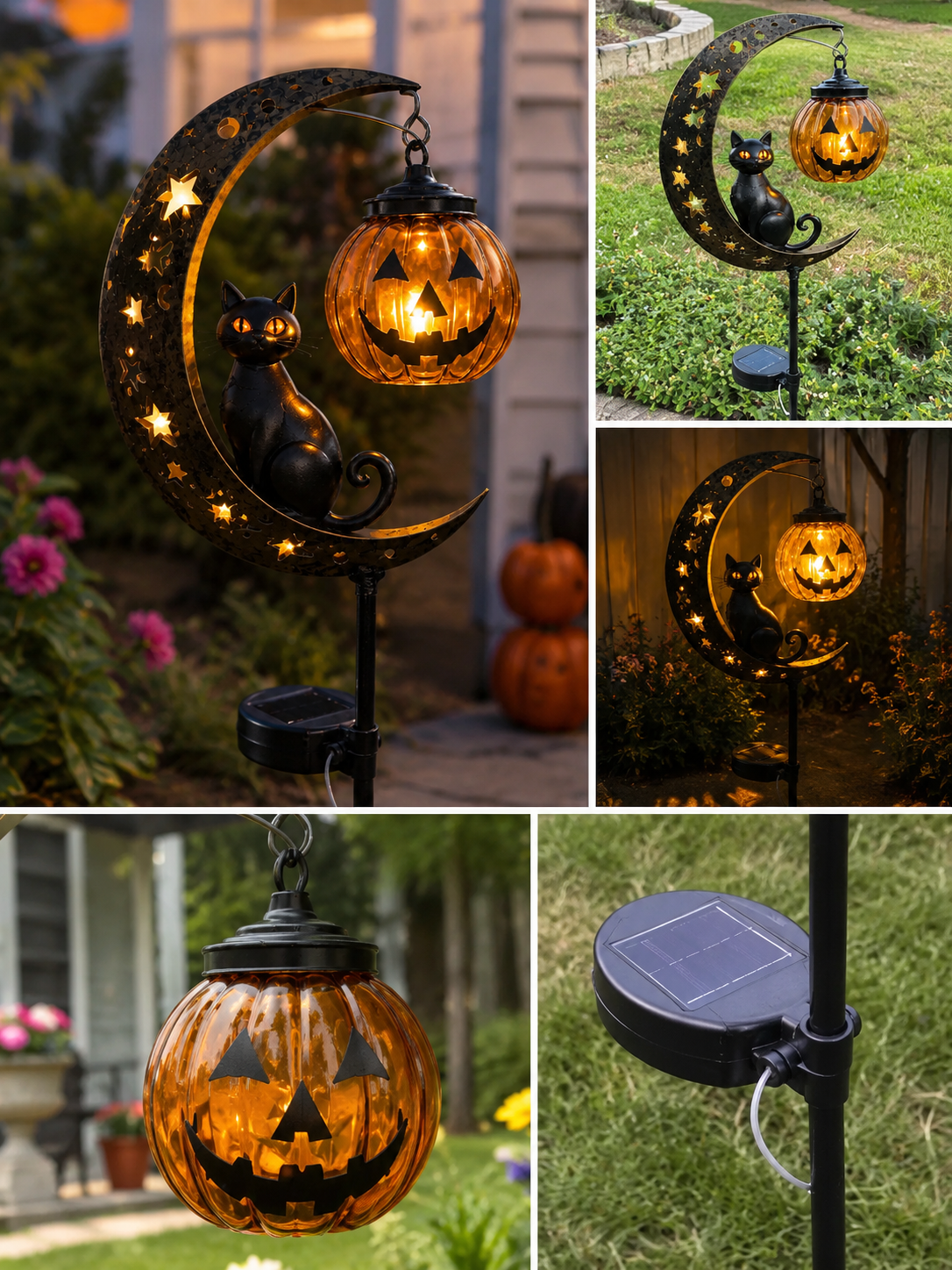 2026! ! !🔥59% OFF TODAY 👻 Solar Halloween Garden Stake Light with Black Cat & Pumpkin