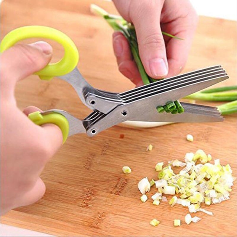 🔥 Today Only🎁5 Blade Kitchen Salad Scissors+ FREE Cleaning Comb