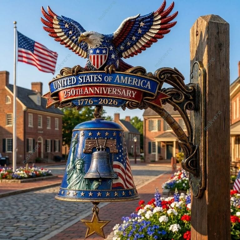 USA 250th Anniversary Patriotic Wall Bell