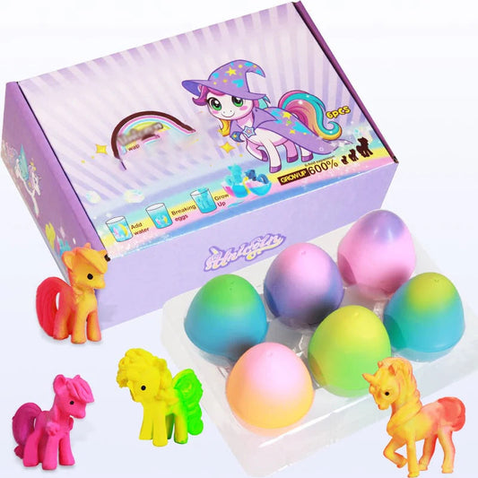 🦄6-Pack Hatching Growing Unicorn Eggs for Boys & Girls, Birthday Easter Basket Stuffers Crafts Gift