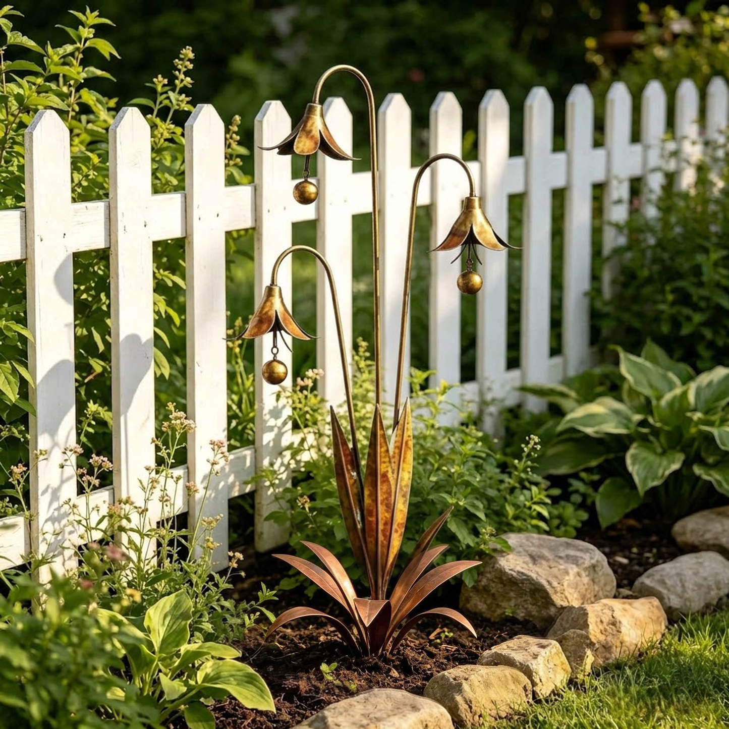 🔔 Enchanting Blue Bellflower Garden Stakes – Add Charm & Gentle Melody to Your Outdoor Space