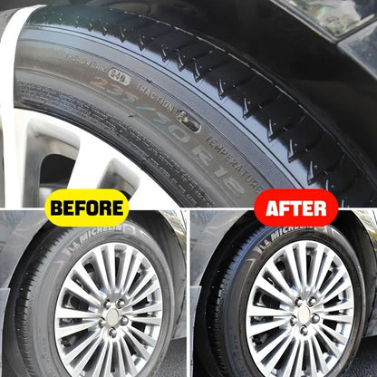 ✨ Tire wax – restores black gloss, blocks UV, repels dirt. Easy & quick!