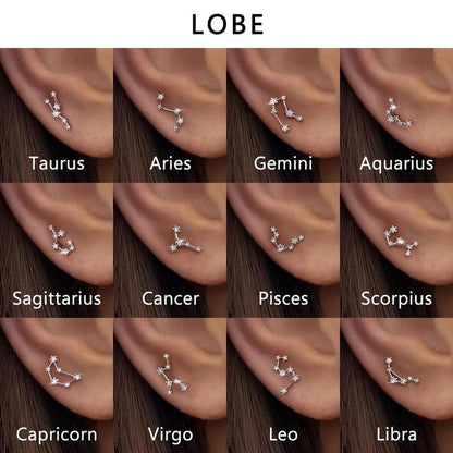 16G Astrology Zodiac Constellation Stud Earrings