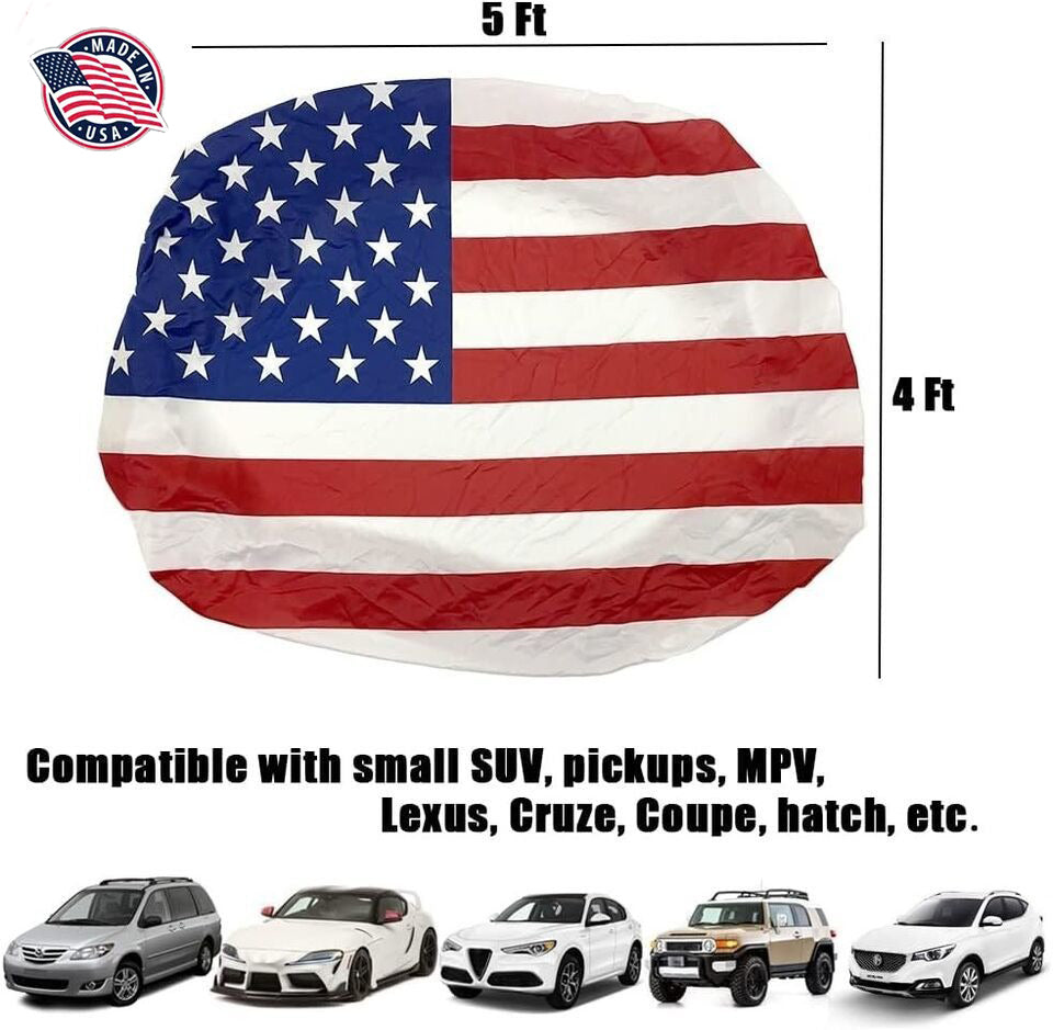 Show Your American Pride – American Flag Car Hood Cover Universal Size | 4th of July Ready🦅