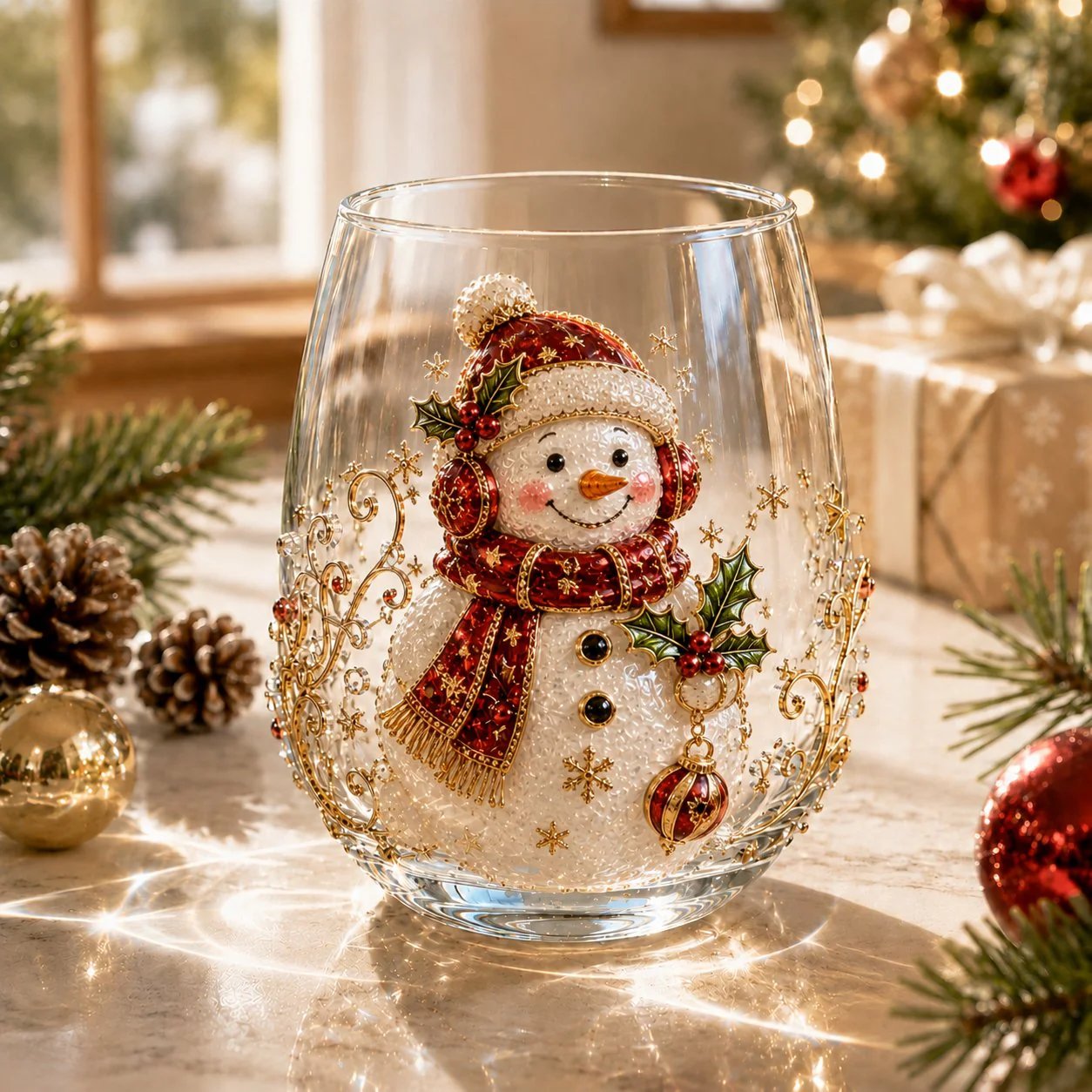 🎅Christmas Early Bird Sale🎄 Christmas Glass Art Cup | Luxury Raised Holiday Glassware for Drinks, Decor & Christmas Gifts 🎁