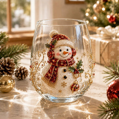 🎅Christmas Early Bird Sale🎄 Christmas Glass Art Cup | Luxury Raised Holiday Glassware for Drinks, Decor & Christmas Gifts 🎁