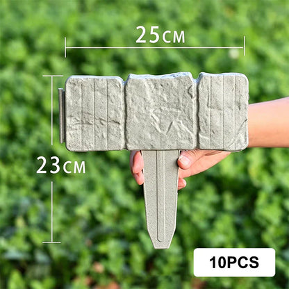 🌿Decorative Stone-Look Garden Edging Fence | Weather-Resistant, Tool-Free Install — 10 & 20 PCS