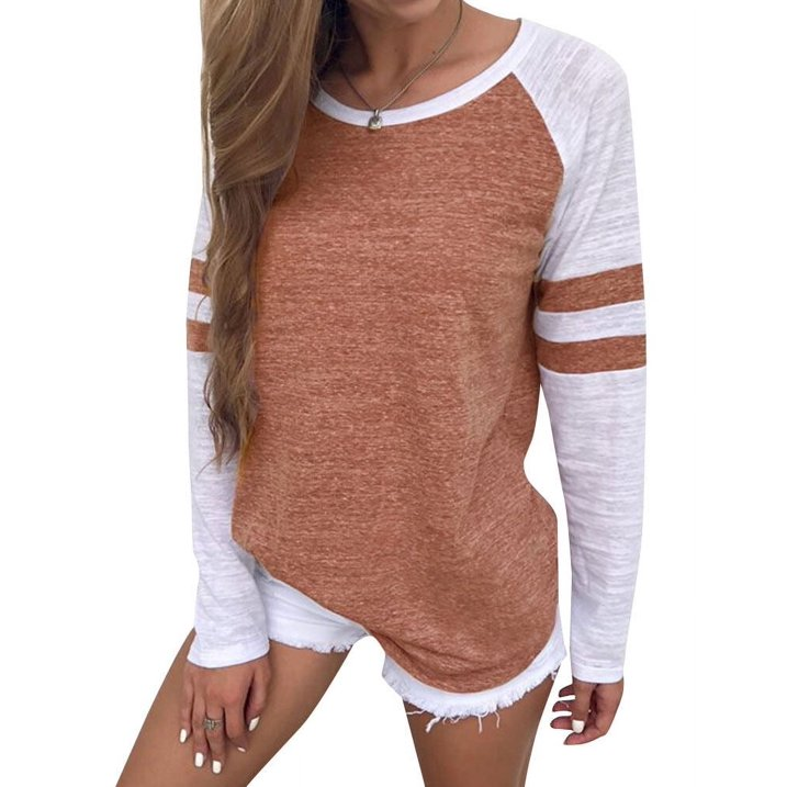 Women's Color Block Long Sleeve Baseball T-Shirt | Casual Raglan Top