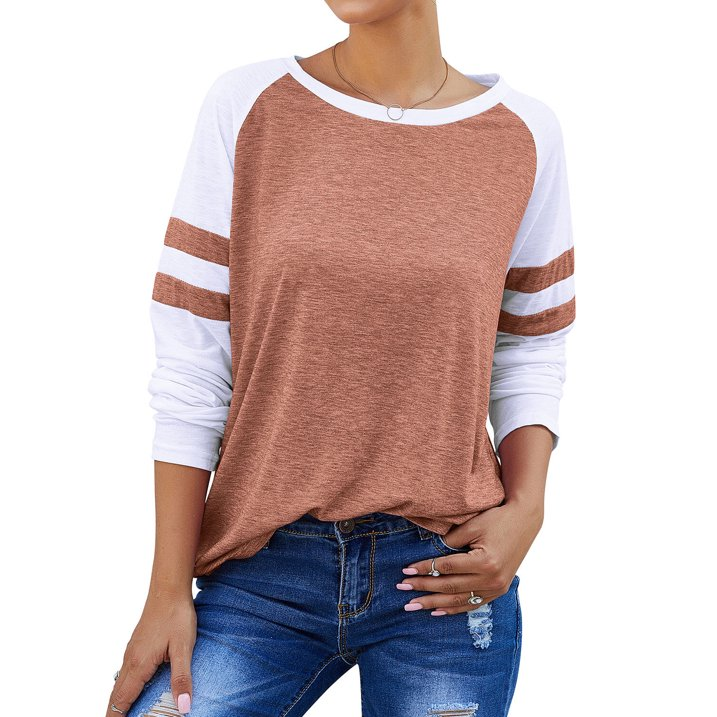 Women's Color Block Long Sleeve Baseball T-Shirt | Casual Raglan Top