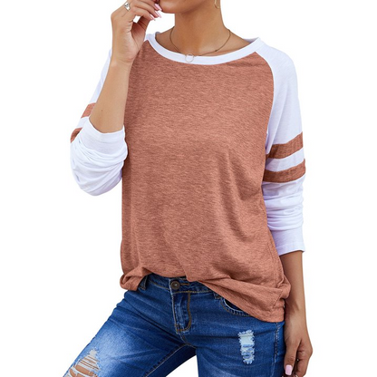 Women's Color Block Long Sleeve Baseball T-Shirt | Casual Raglan Top