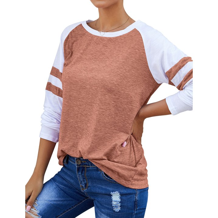 Women's Color Block Long Sleeve Baseball T-Shirt | Casual Raglan Top