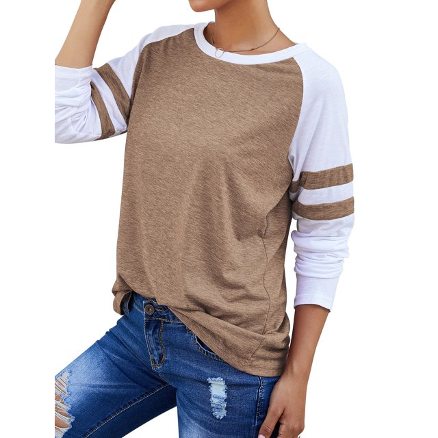 Women's Color Block Long Sleeve Baseball T-Shirt | Casual Raglan Top