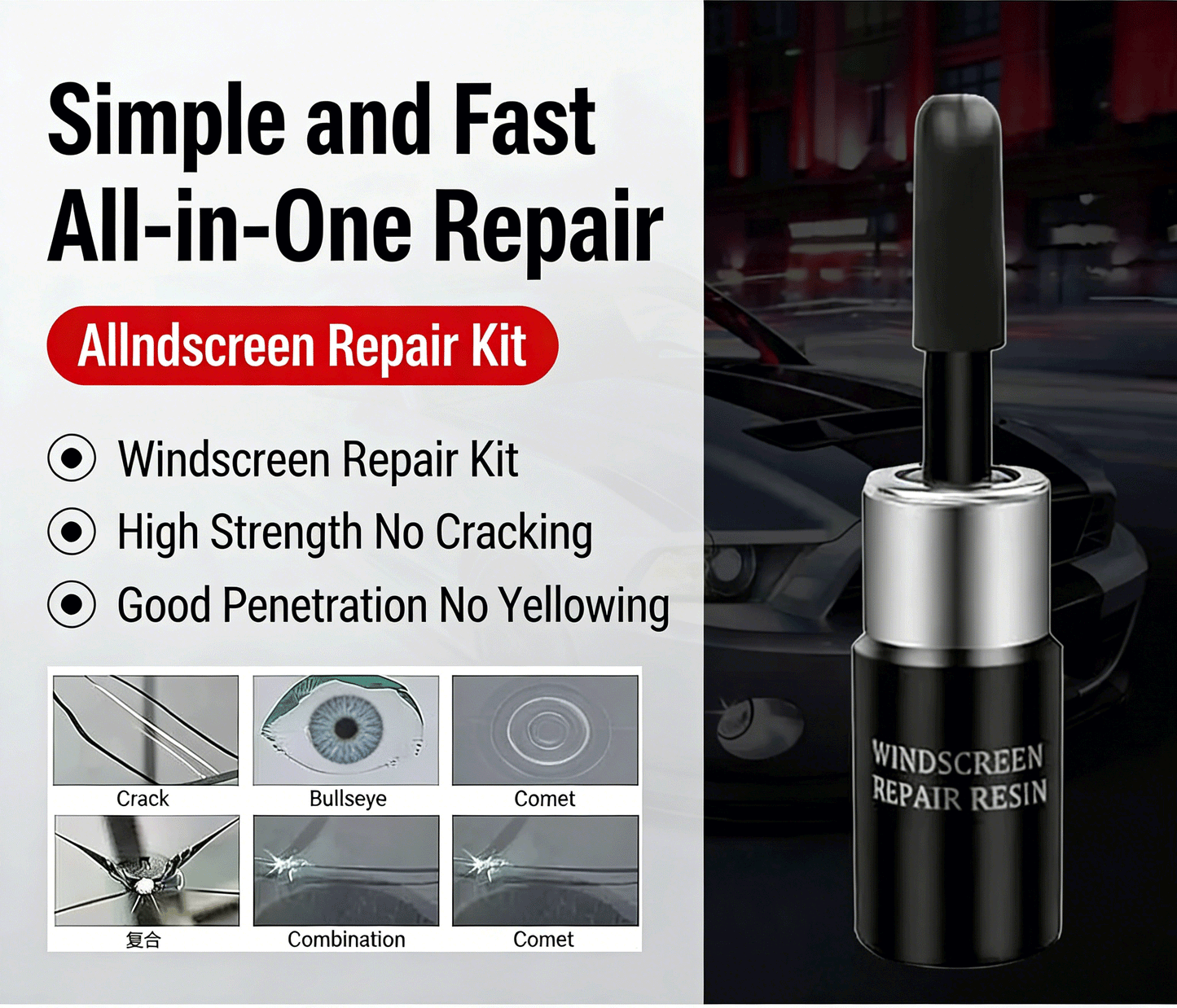 ⚡ Windshield Repair Resin — Clear Cracks Fast, Drive with Confidence