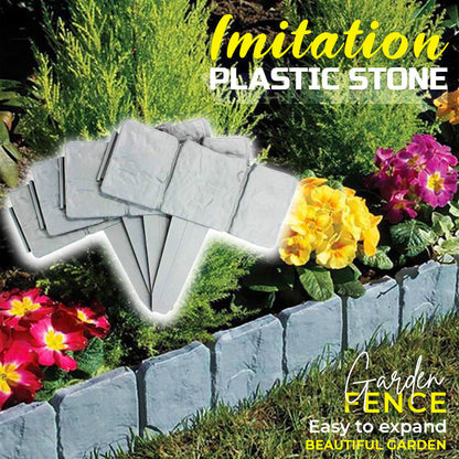 🌿Decorative Stone-Look Garden Edging Fence | Weather-Resistant, Tool-Free Install — 10 & 20 PCS