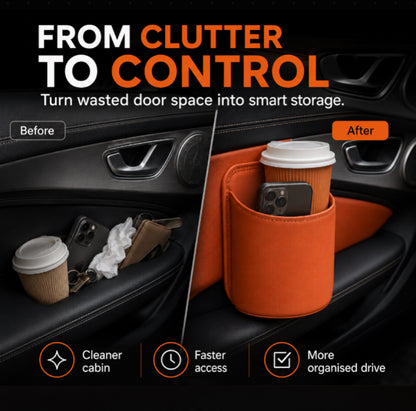 🥳2026 HOT SALE🥳💞50K+ SOLD!🚗🧺 50% OFF! Leather Car Door Cup Holder – Wide‑mouth opening, easy reach for drinks & phone. Clip‑on secure fit. PU leather, tough & stylish. 🛡️✨