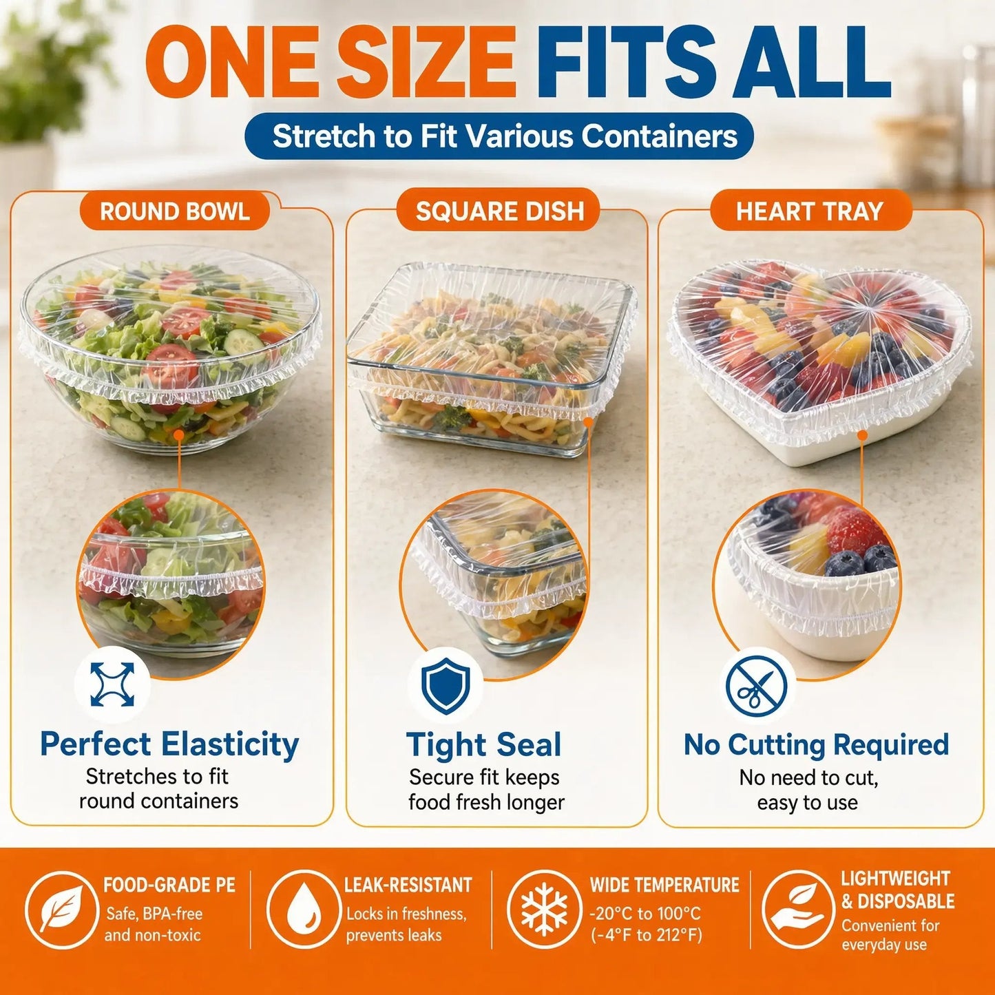 🔥Buy More Save More🔥100pcs Medium Reusable Elastic Plastic Bowl Covers - Kitchen Bread Proofing