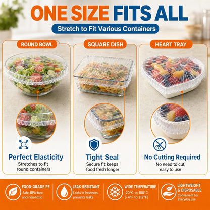 🔥Buy More Save More🔥100pcs Medium Reusable Elastic Plastic Bowl Covers - Kitchen Bread Proofing