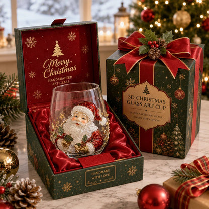 🎅Christmas Early Bird Sale🎄 Christmas Glass Art Cup | Luxury Raised Holiday Glassware for Drinks, Decor & Christmas Gifts 🎁
