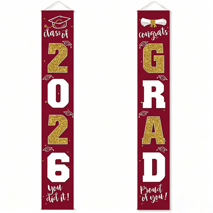 🎓Class of 2026 Graduation Banner | Congrats Grad Front Door Porch Decor for Graduation Party