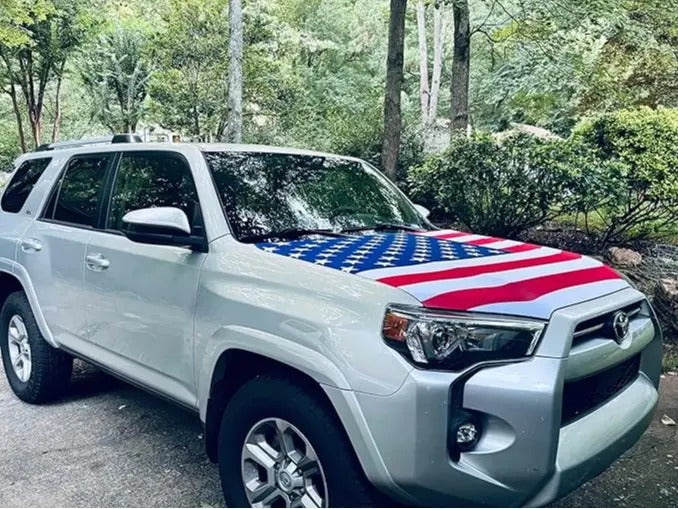 Show Your American Pride – American Flag Car Hood Cover Universal Size | 4th of July Ready🦅