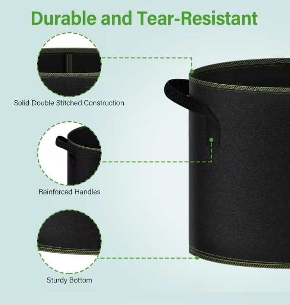 🌱 Gardzen 6-Pack 2 Gallon Grow Bags – 300G Thickened Fabric Pots with Handles | Heavy Duty Aeration for Healthier Roots & Bigger Harvest