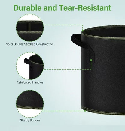 🌱 Gardzen 6-Pack 2 Gallon Grow Bags – 300G Thickened Fabric Pots with Handles | Heavy Duty Aeration for Healthier Roots & Bigger Harvest