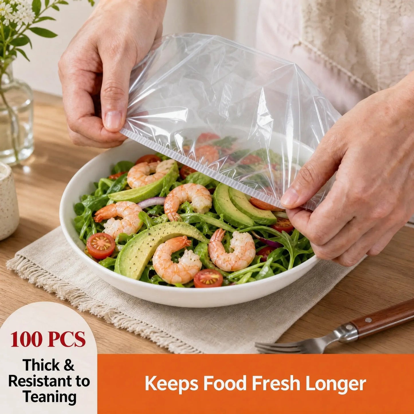 🔥Buy More Save More🔥100pcs Medium Reusable Elastic Plastic Bowl Covers - Kitchen Bread Proofing