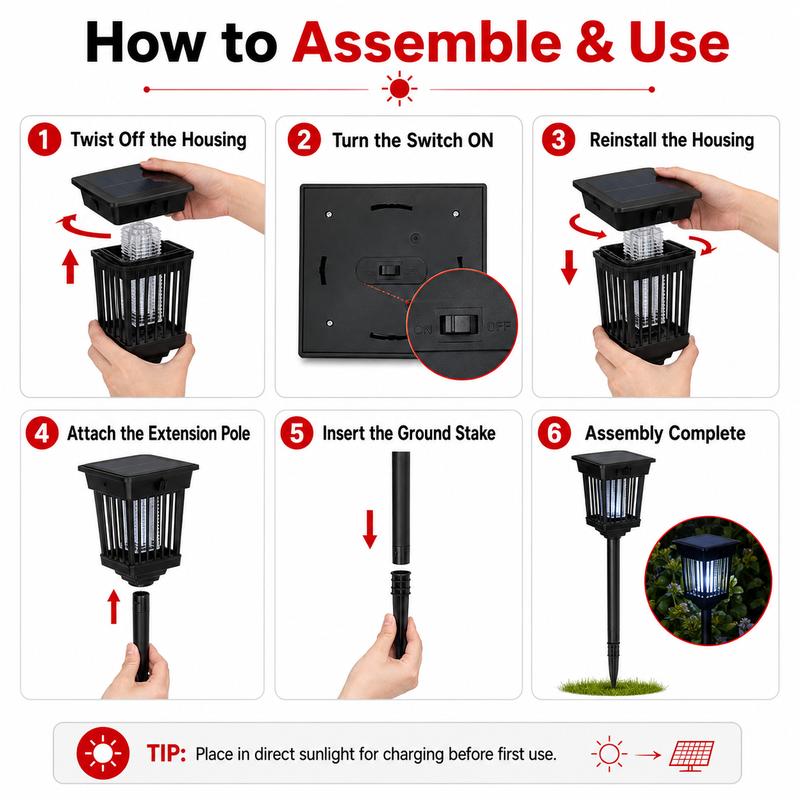 🔥Last Day 30% OFFEco-Friendly - 2-in-1 Flickering Flame - Solar Powered Mosquito  & Garden Stake Light