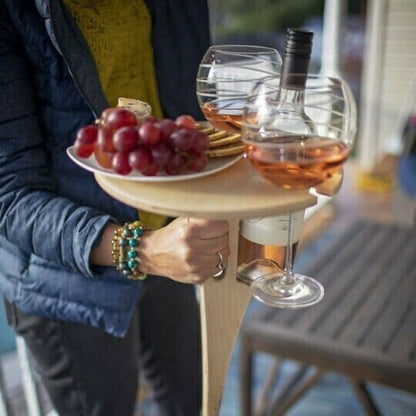 🍷 Collapsible Wine Table with Ground Stake • Beach & Camping