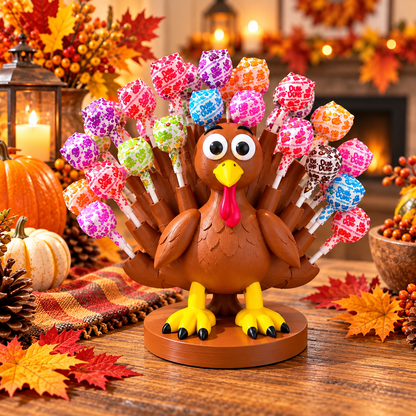 🦃🍭 Adorable Thanksgiving Turkey Lollipop Holder – Festive Candy Display, Holiday Table Decor & Party Favor 🎁