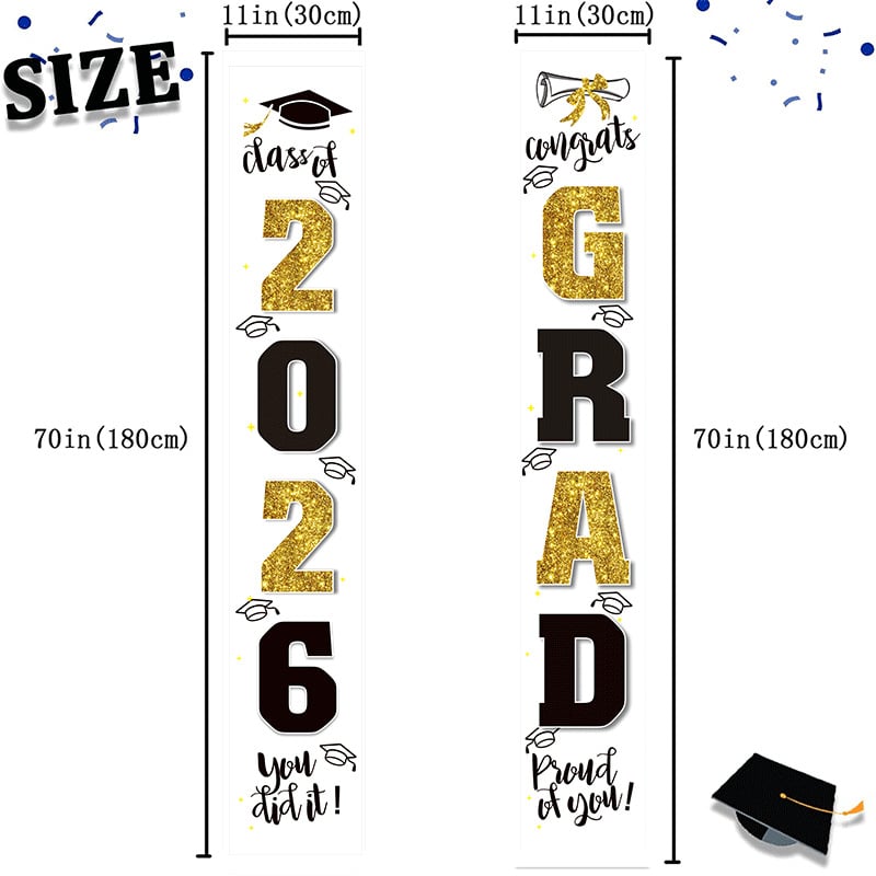 🎓Class of 2026 Graduation Banner | Congrats Grad Front Door Porch Decor for Graduation Party