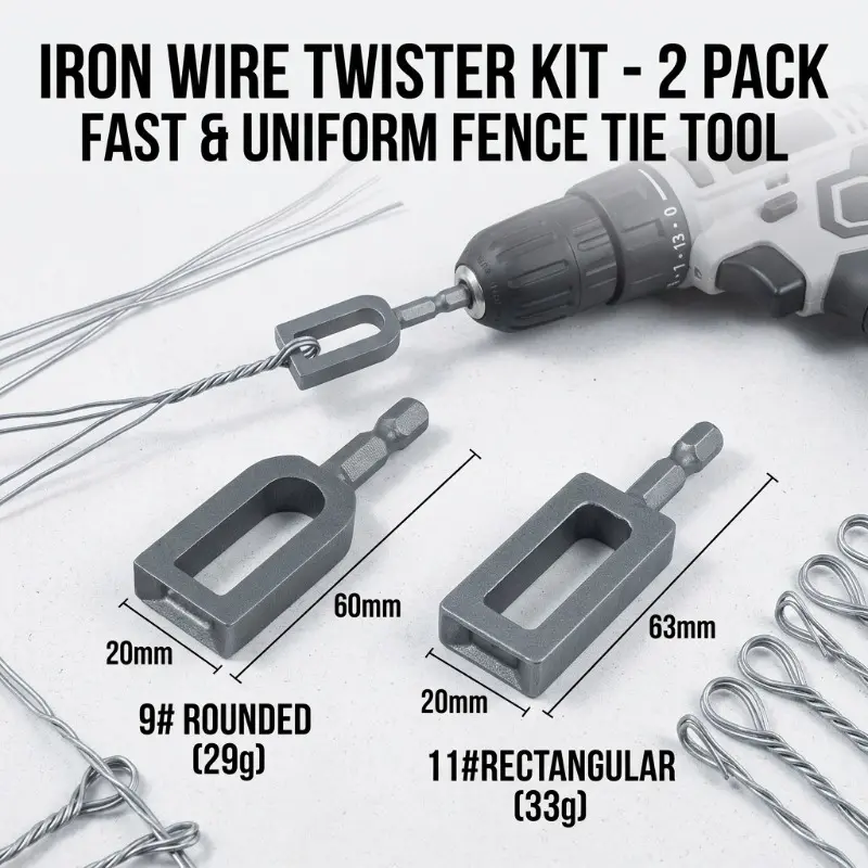 🔩 Heavy-Duty Wire Twister Tool for Drill ⚙️, High-Carbon Steel Rebar Tie Wire Twisting Bit, Fast Wire Tying Attachment for Construction 🏗️, Fencing 🚧, and Gardening 🌱