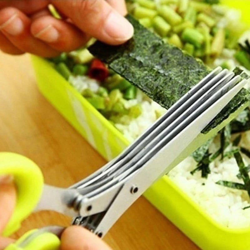 🔥 Today Only🎁5 Blade Kitchen Salad Scissors+ FREE Cleaning Comb