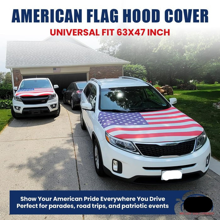 Show Your American Pride – American Flag Car Hood Cover Universal Size | 4th of July Ready🦅
