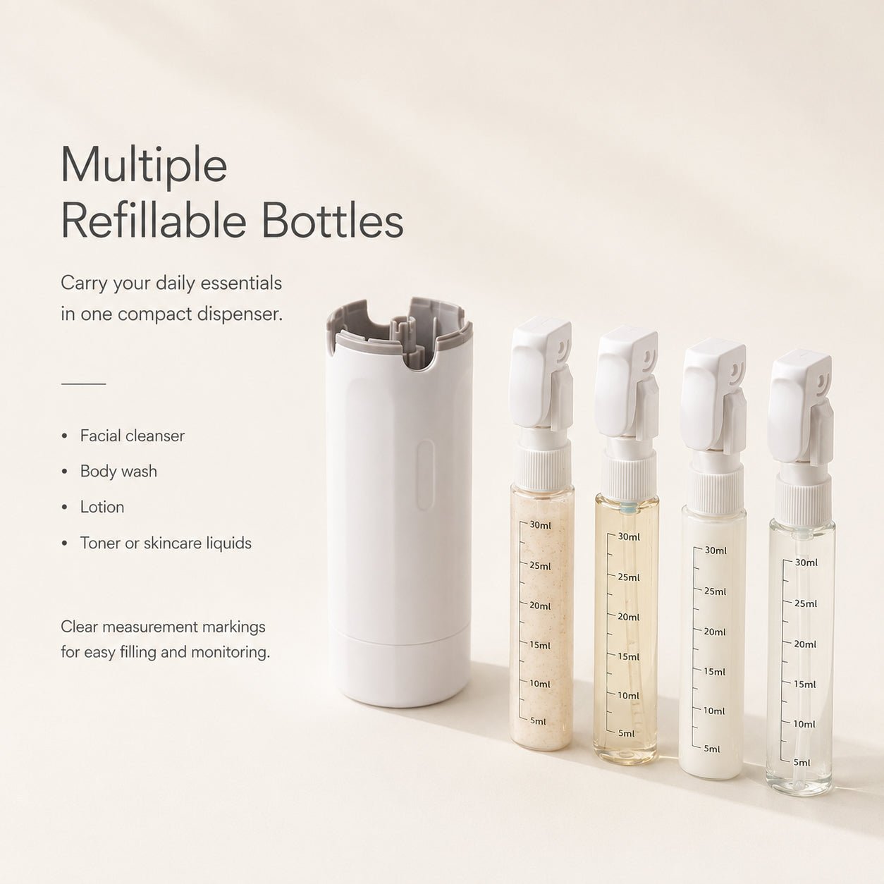 4 - in - 1 Travel Dispenser Bottle - Auranest