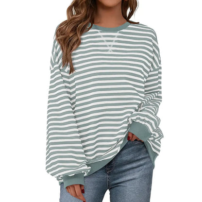 💗Women's Striped Hoodie Sweatshirt with Long Lantern Sleeves
