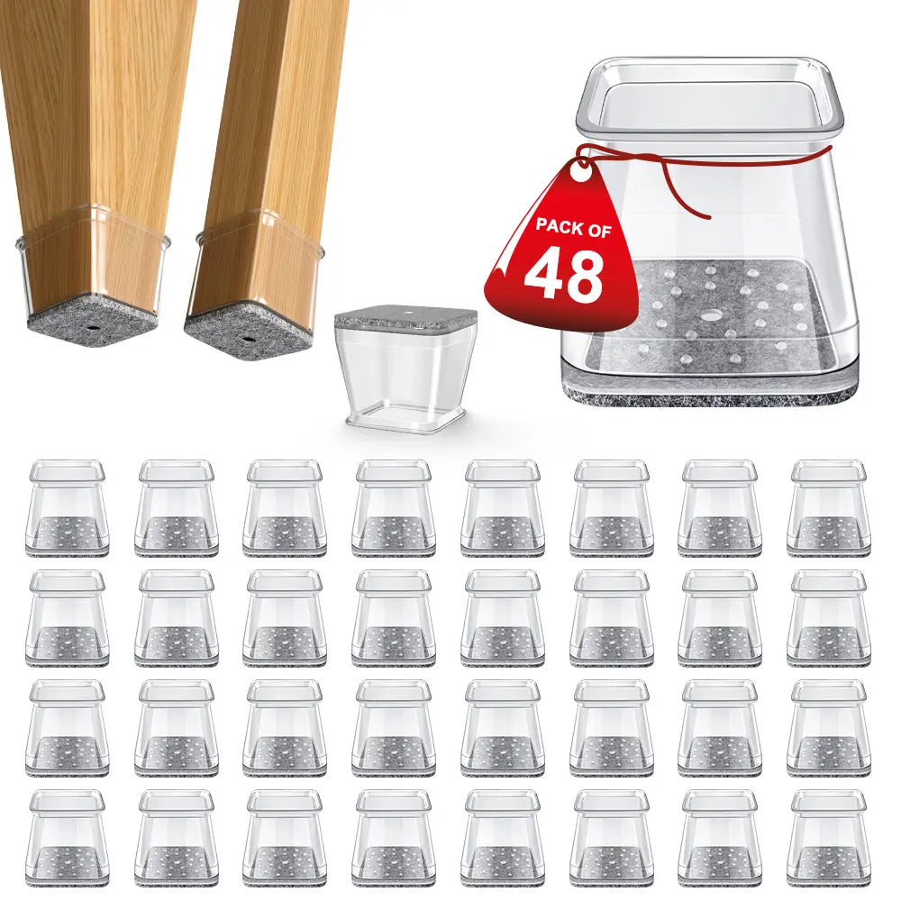 🛡️ 24Pcs Square Chair Leg Floor Protectors – Multi-Surface Protection