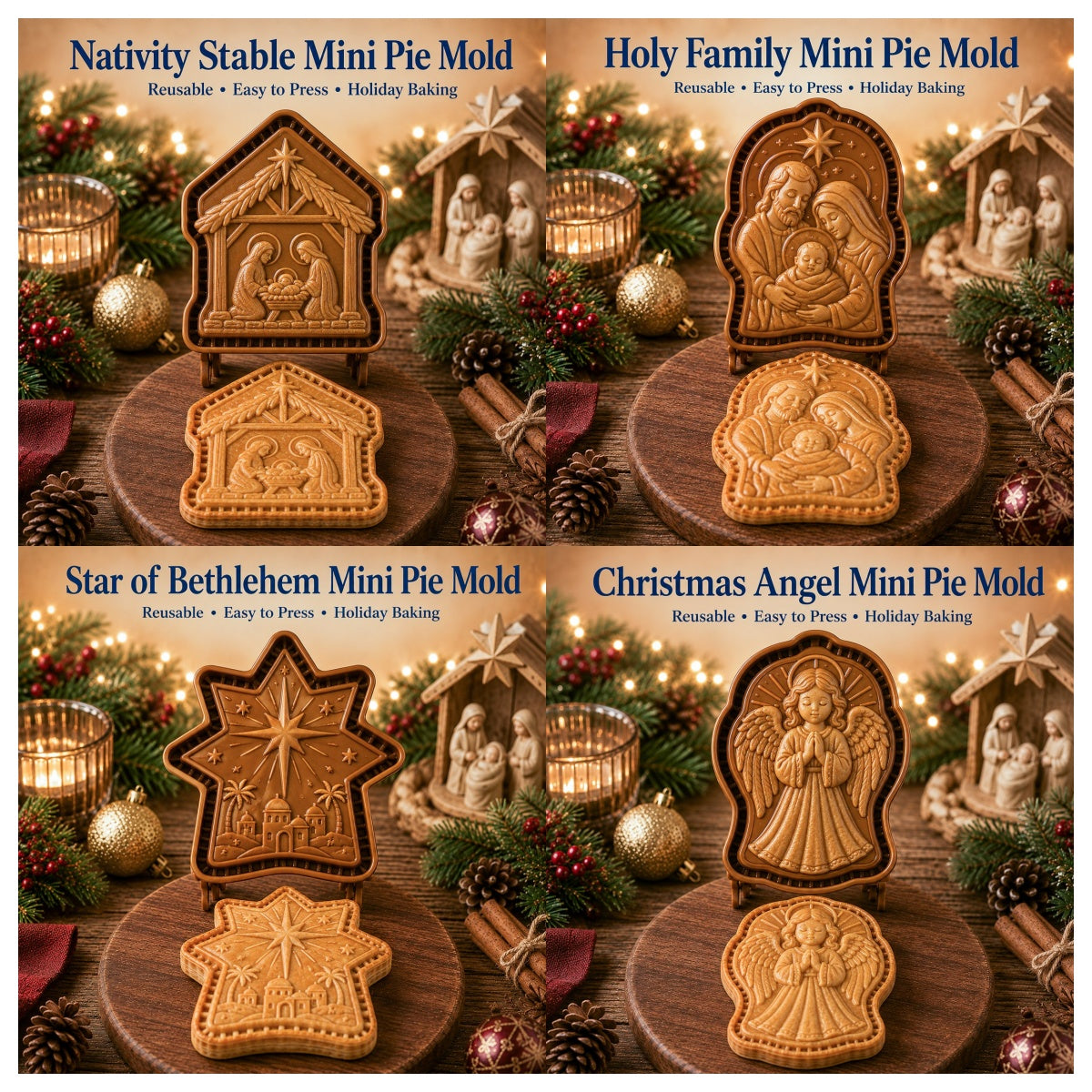 ✝️ Faith & Nativity Christmas Mini Pie Mold Collection