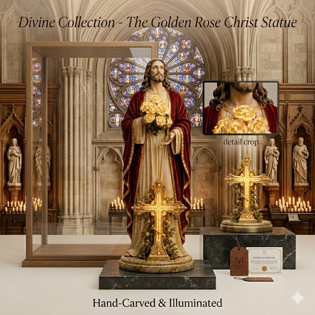 ⚡ Last Few Left! Blessed Light of Jesus Garden Sculpture — Solar LED Glowing Rose Statue | Buy 2 Save 50% OFF