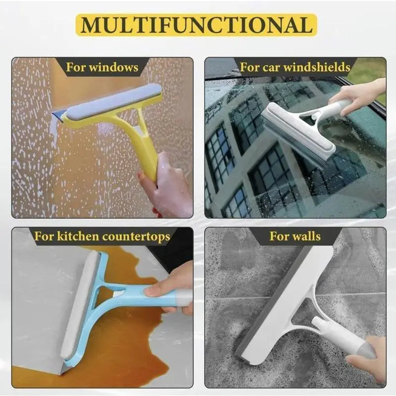 3-in-1 Glass Cleaner — Scraper + Squeegee + Scrubber | Window, Mirror & Car Windshield Tool
