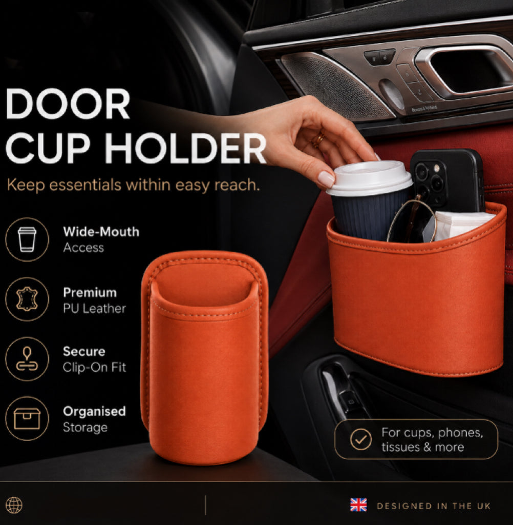 🥳2026 HOT SALE🥳💞50K+ SOLD!🚗🧺 50% OFF! Leather Car Door Cup Holder – Wide‑mouth opening, easy reach for drinks & phone. Clip‑on secure fit. PU leather, tough & stylish. 🛡️✨