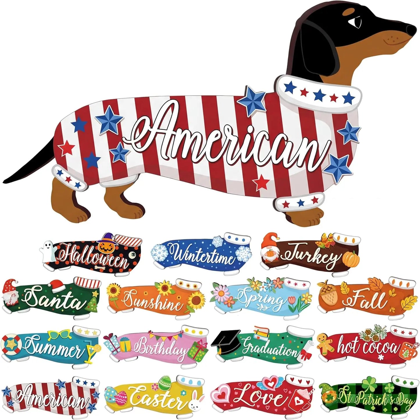 🎁 Cute Animal Wooden Desk Sign🐾 Interchangeable Seasonal Decor for Pet Lovers