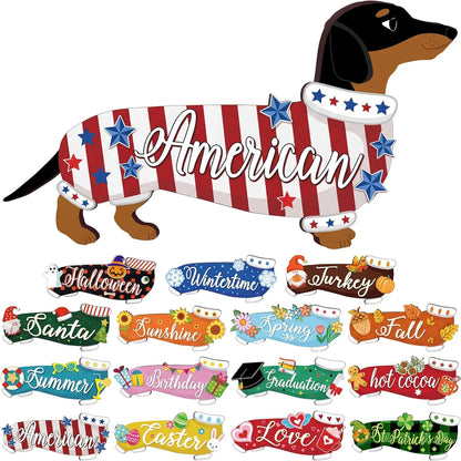 🎁 Cute Animal Wooden Desk Sign🐾 Interchangeable Seasonal Decor for Pet Lovers