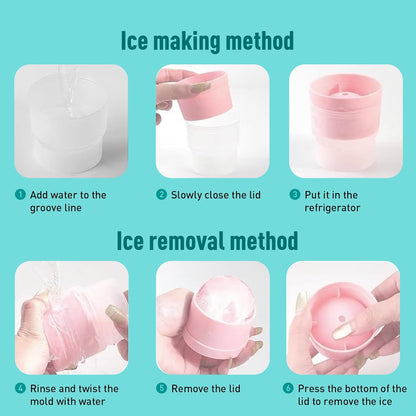 6-Pack Ice Ball Molds - 2.4" Large Spherical Ice Cube Trays for Whiskey & Cocktails, Reusable Silicone Freezer Mold for Cold Drinks, Baby Food, Hockey Puck Ice