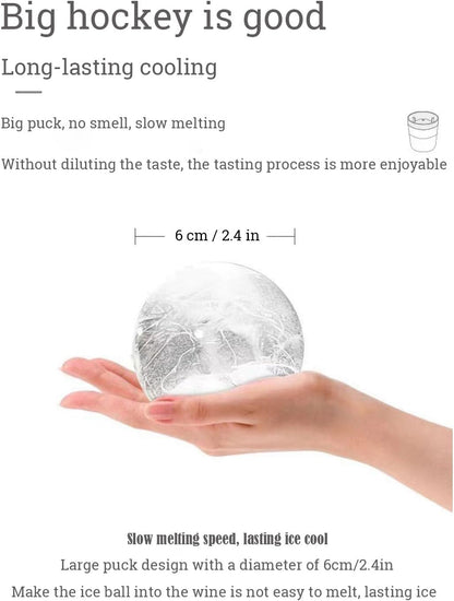 6-Pack Ice Ball Molds - 2.4" Large Spherical Ice Cube Trays for Whiskey & Cocktails, Reusable Silicone Freezer Mold for Cold Drinks, Baby Food, Hockey Puck Ice