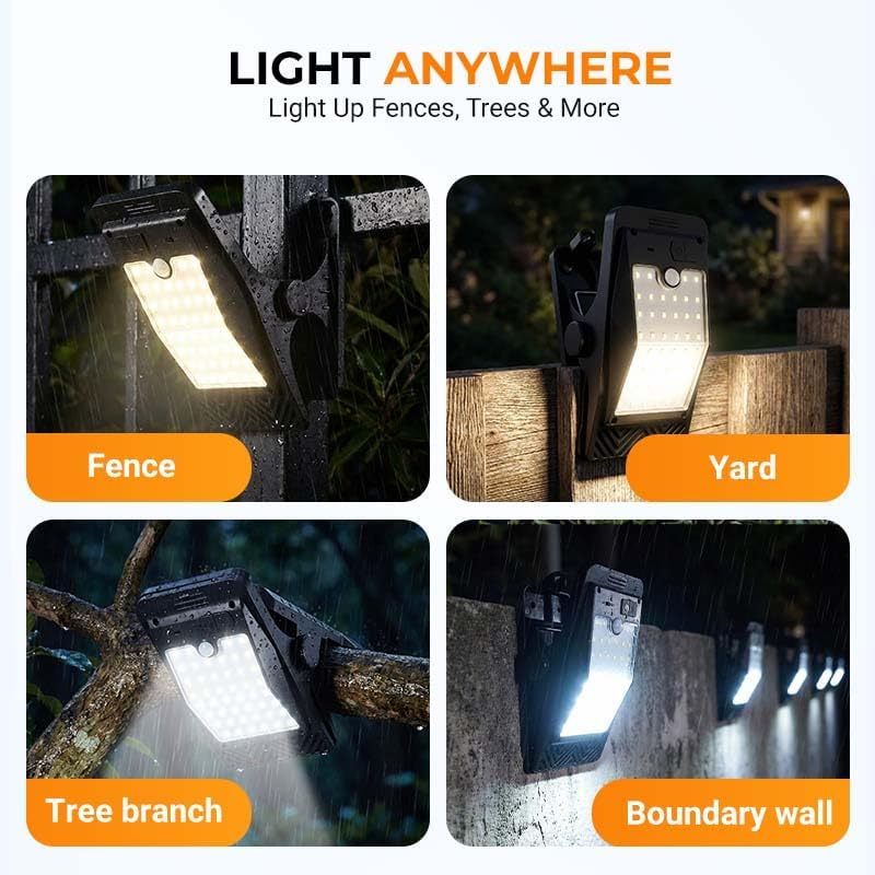☀️ Solar Clip Light with Motion Sensor – 2-Pack, 3 Modes, Waterproof Outdoor Light for Fence, Patio, Camping & Garage