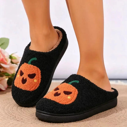 Halloween Pumpkin Slippers – Cozy Warm Indoor House Shoes