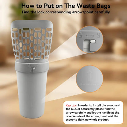 🎉Cat Litter Scooper with Holder,2-in-1 Detachable Sifter and Trash Box System with Refilled Bags